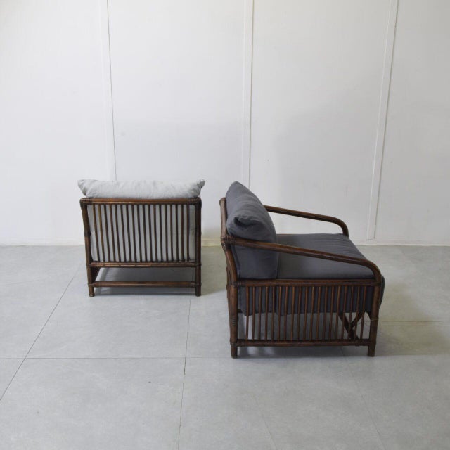 Beige Bamboo Rattan Armchairs by Vivai del Sud, 1960s, Set of 2 For Sale - Image 8 of 10