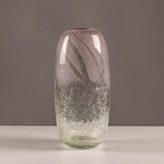 Scandinavian Artistic Glass Vase Craquelé, 1960s, in Very Good conditions. Designed 1960 to 1969