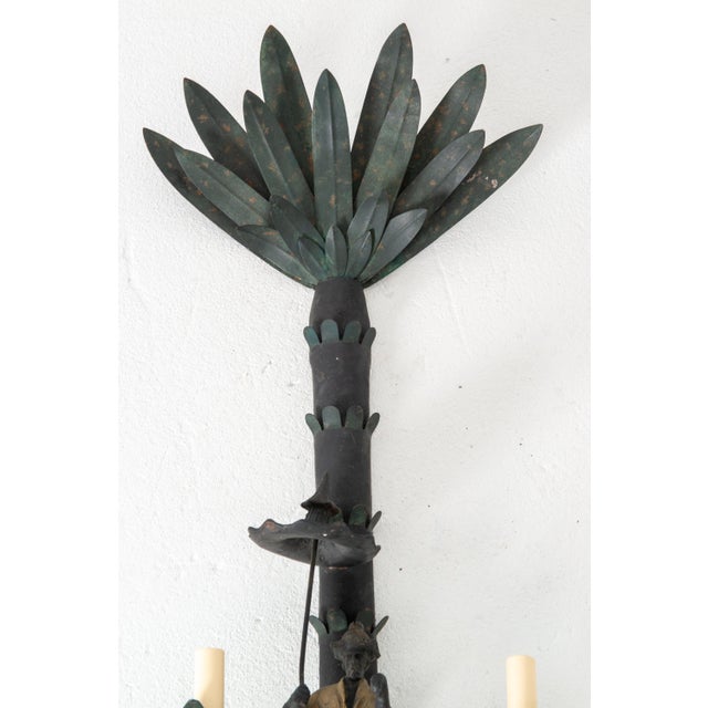 Chinoiserie Antique Hand-Painted Iron Chinoiserie Sconces, France, 19th Century - a Pair For Sale - Image 3 of 13