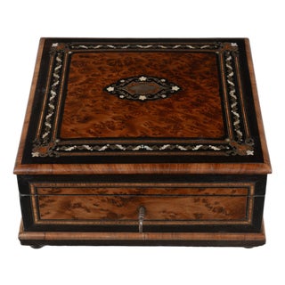 19th Century Napoleon III Marquetry Box, Mother of Pearl Inlay For Sale