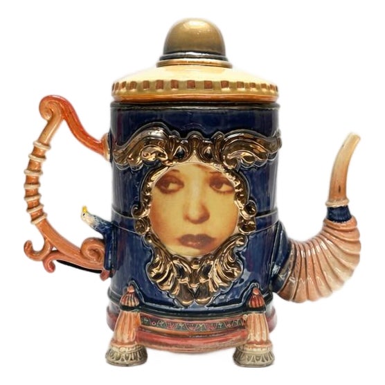 Ron Carlson, "Large Blue and Gold Teapot With Orange Handle and Spout" 2026 For Sale
