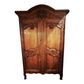 Monumental 18th Century French Provincial Carved Walnut Armoire For Sale