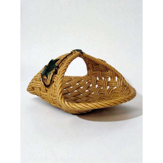 Goldenrod Woven Earthenware Basket from Vallauris, 1970s For Sale - Image 8 of 8