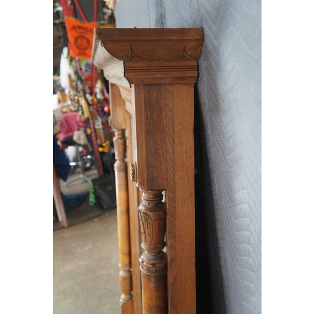 Antique Victorian Renaissance Revival Walnut Burl Pier Over Mantel Wall Mirror For Sale - Image 9 of 15