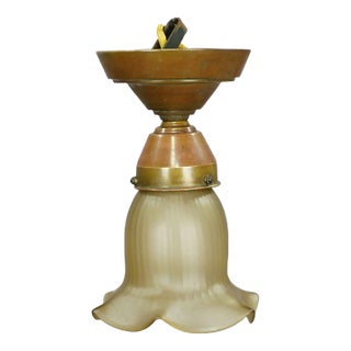 Antique Art Nouveau Pendant Light With Satinized Glass Shade For Sale