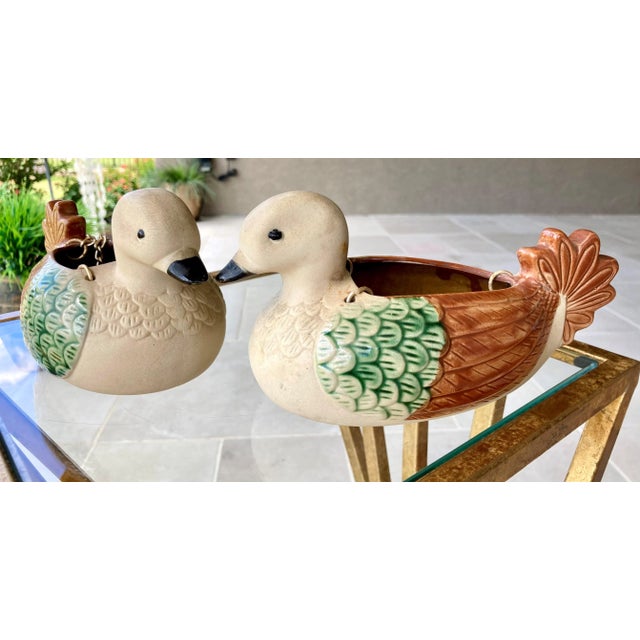 Tan Circa 1970 Hanging Earthenware Dove Planters, a Pair For Sale - Image 8 of 13