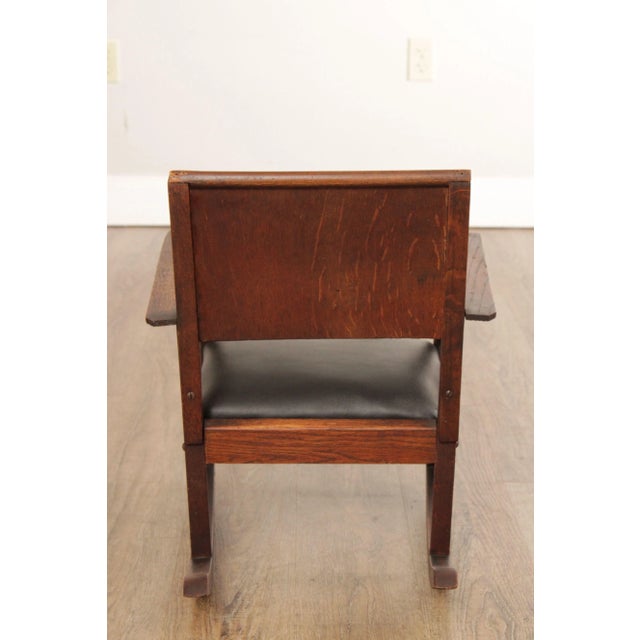 Antique Mission Oak Children's Rocking Chair For Sale - Image 4 of 12