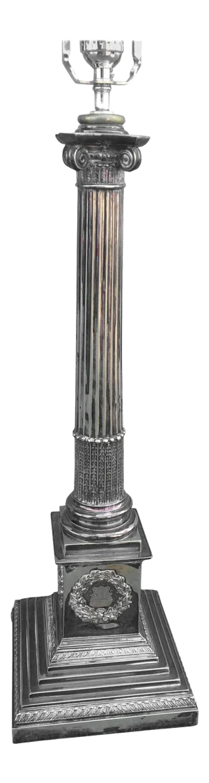Silver Neoclassical Column Table Lamp