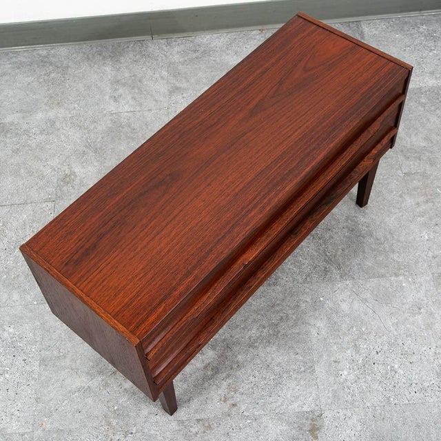 Brown Mid Century Danish Modern Side Table Entryway Chest 2 Drawer Rosewood Bedside For Sale - Image 8 of 12