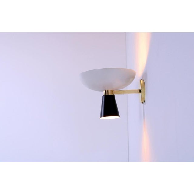 Black & White Brass Diabolo Wall Sconce from Stilnovo, 1950s For Sale - Image 16 of 18