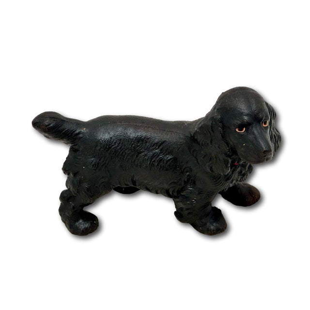 Figurative Vintage 1930s Smaller Size Hubley Mfg. Co. Cast Iron Cocker Spaniel Dog Doorstop in Rare All Black Paint For Sale - Image 3 of 18