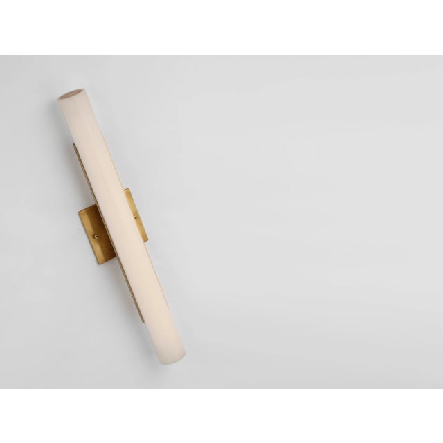 2020s Kelly Wearstler for Visual Comfort Signature Precision 21" Bath Light in Antique-Burnished Brass with White Glass For Sale - Image 5 of 6