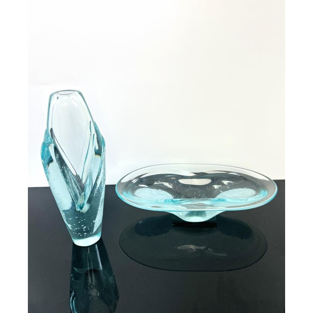 Glass Art Glass Model 7420/32 Vases and Bowl by Ladislav Paleček for Škrdlovice, Former Czechoslovakia, 1974, Set of 3 For Sale - Image 7 of 12