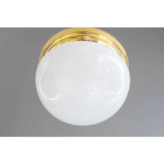 1920s Art Deco Ceiling Lamp with Opal Glass Shade, Vienna, Austria, 1920s For Sale - Image 5 of 12
