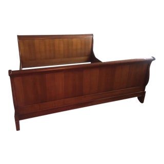 1990s Traditional Louis Philippe Cherrywood King Sleigh Bed For Sale