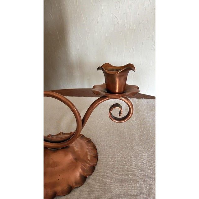 Copper Vintage Gregorian Copper Candle Holder MCM Rustic Lodge Cabin Cottage For Sale - Image 8 of 9