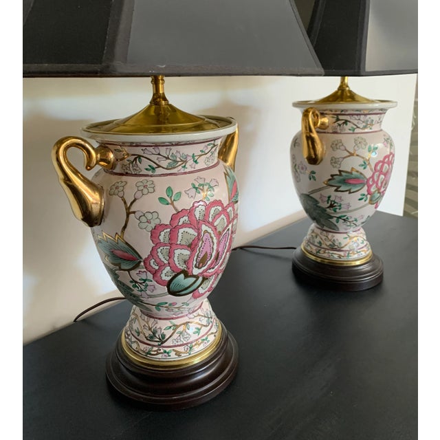 1960s Vintage Chinoiserie Gilded Table Lamps - A Pair For Sale - Image 5 of 8