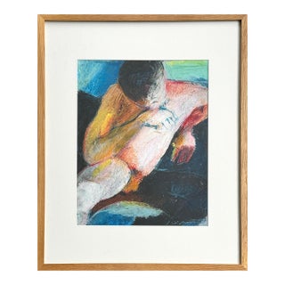 Vintage Expressionist Figurative Study, Signed (Mixed Media on Paper) For Sale