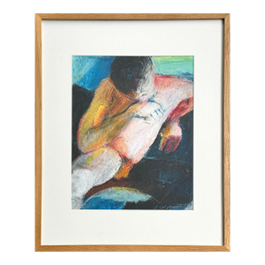 Vintage Expressionist Figurative Study, Signed (Mixed Media on Paper)