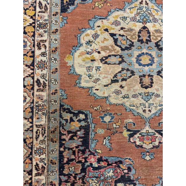Metal Antique Tabriz Hadji Jalili (Haji Jalili) Rug 4'5" X 5'7" For Sale - Image 7 of 8