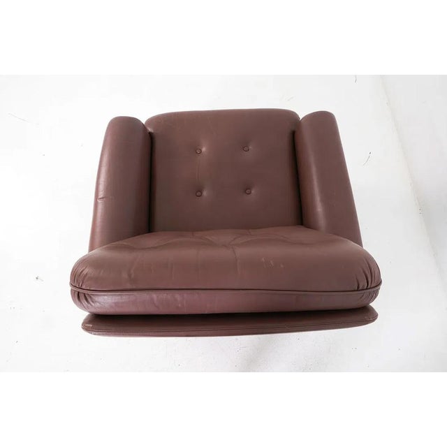 Pair Tufted Leather Lounge Chairs Pair Mid Century EuroVintage For Sale - Image 12 of 16