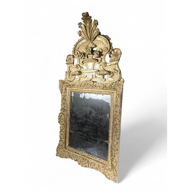 Mid 18th Century French Carved and Gilded Wood Mirror, 1740s For Sale - Image 5 of 12