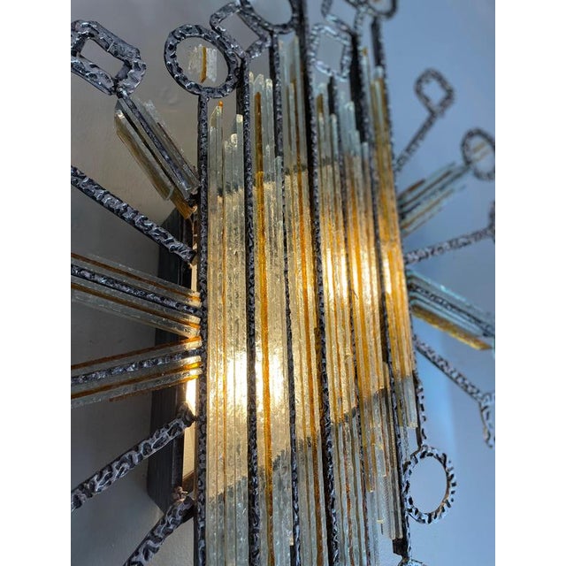 1960s Wall Lamp in Iron and Glass from Poliarte, Italy, 1960s For Sale - Image 5 of 16
