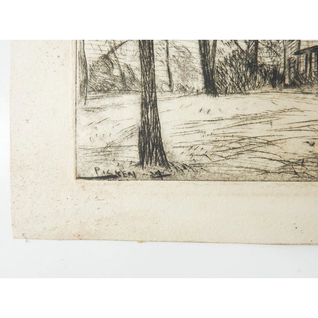 Vintage etching on paper of farmhouse by George Picken (1898-1971) circa 1927. Signed inplate lower left corner. Titled...