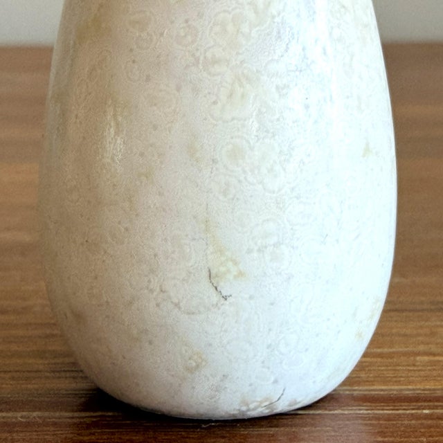 Gunnar Nylund Vintage 1950s Mid-Century Gunnar Nylund Rörstrand Sweden White Crystaline Glaze Miniature Ceramic Vase For Sale - Image 4 of 5