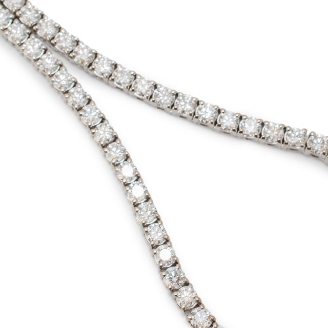 14k White Gold 4-Prong 9.83ctw Lab Grown Diamond Tennis Chain Necklace For Sale In Houston - Image 6 of 8