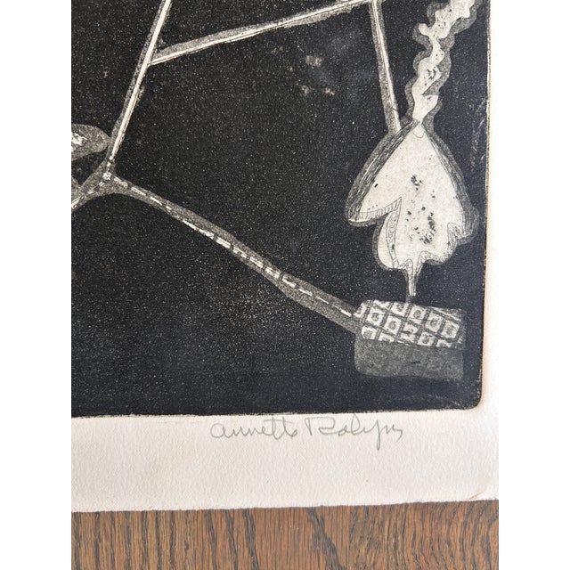 1960s Annette Robyns Signed Etching Mid Century Modern Abstract Surrealist Print For Sale - Image 5 of 6