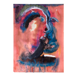 Abstract Expressionist Self Portrait in in Acrylic and Pastel on Paper by Ricardo De Silva