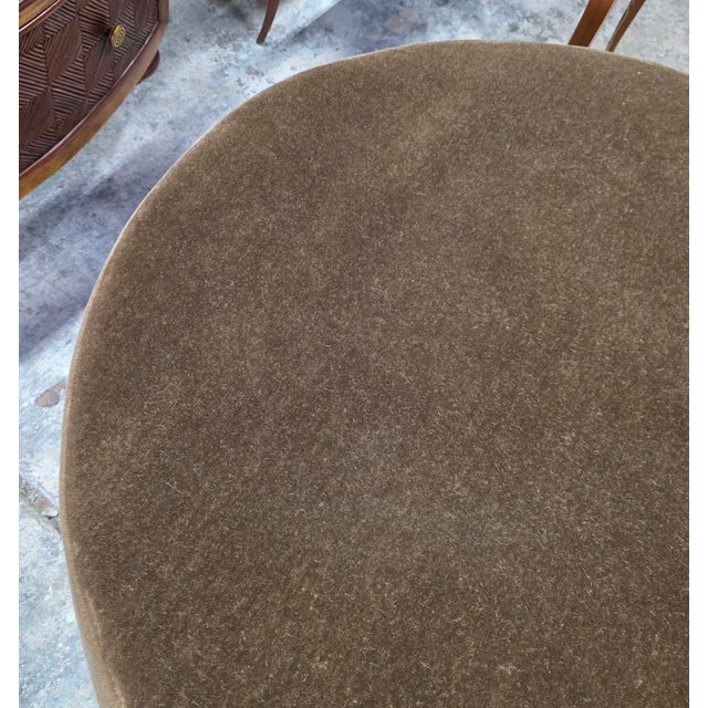 Wood A. Rudin 36" Round Mohair Ottoman For Sale - Image 7 of 13