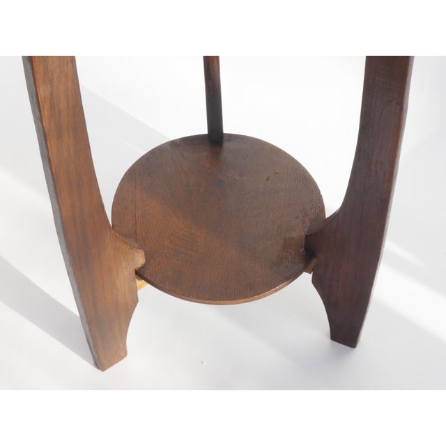 Wood Amsterdam School Oak 2-Tiered Pedestal Plant Stand, 1920s For Sale - Image 7 of 10