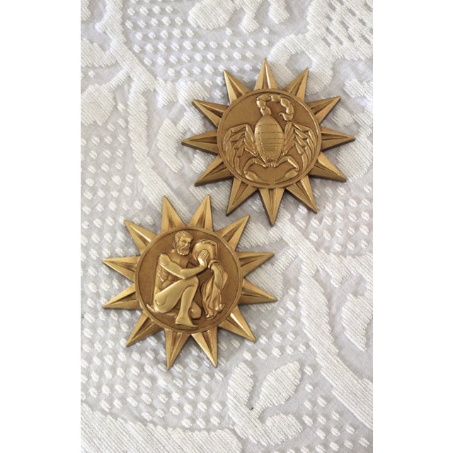 1960s 1960s Syroco Gold Zodiac Plaques Cancer For Sale - Image 5 of 9