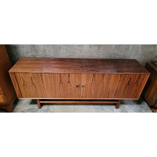 Rosewood Danish Modern Credenza Tambour Doors For Sale - Image 11 of 18
