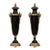 Set of 2 French Empire Style Black Decorative Urns With Gilded Bronze Foliate Mounts and Ornate Bases For Sale