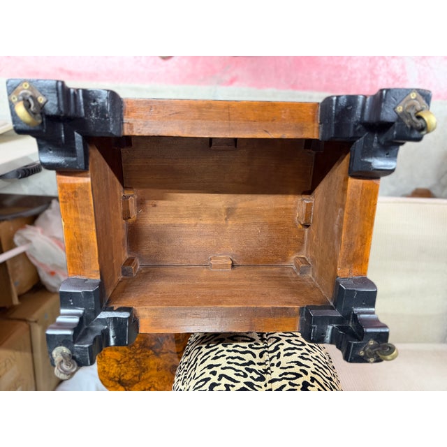 Wood Late 19th Century American Eastlake Victorian Footstool on Castors For Sale - Image 7 of 12