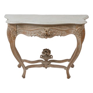 18th Century Gustavian Hand-Carved Marble-Top Console Table For Sale