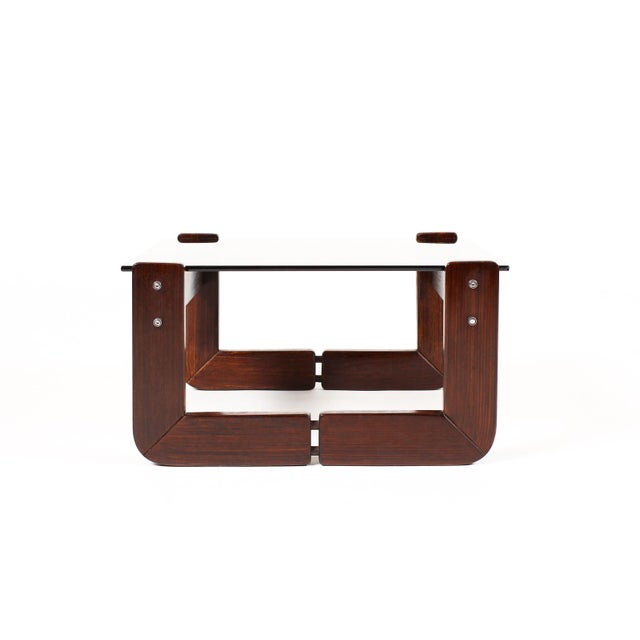 1970s 1970s Mid Century Brazilian Modernist Side Table — Percival Lafer Mp-97 — Rosewood + Glass For Sale - Image 5 of 8