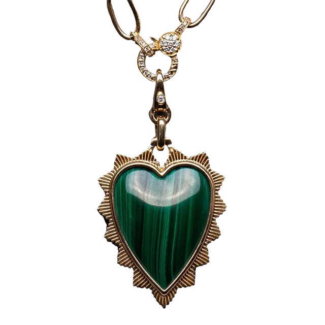 Rocks With Soul Malachite and Gold Heart Charm For Sale