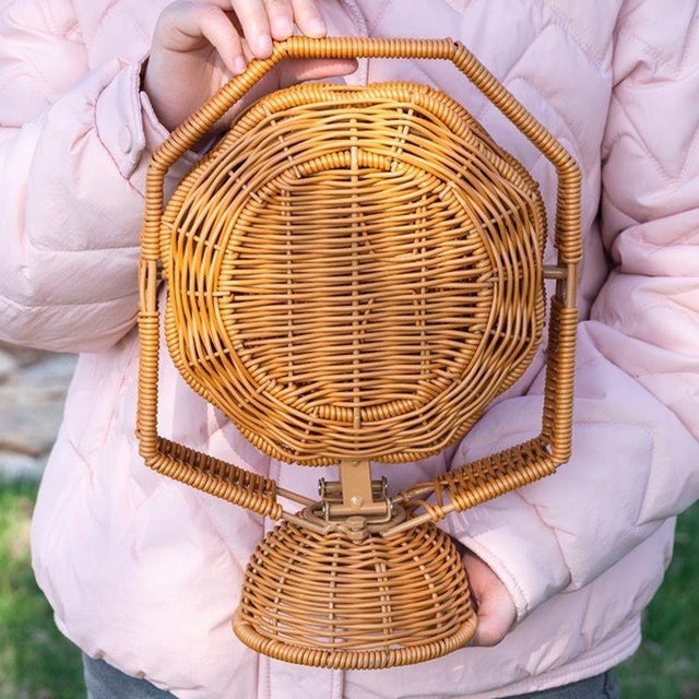 Wood Folding Rattan Basket For Sale - Image 7 of 7