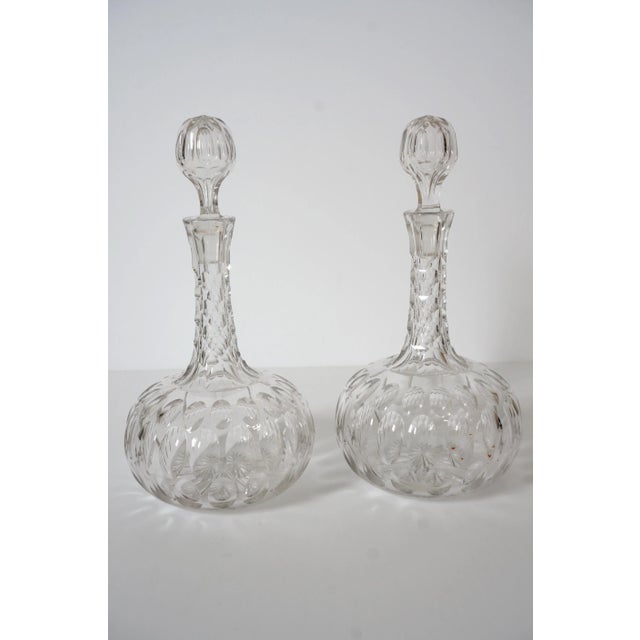 Antique Pair of Crystal Decanters For Sale - Image 4 of 10