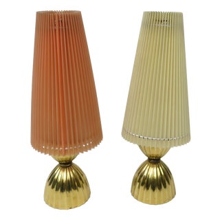 Art Deco Brass Table Lamps, 1940s, Set of 2 For Sale