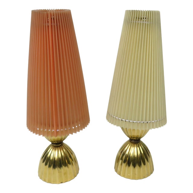 Art Deco Brass Table Lamps, 1940s, Set of 2 For Sale