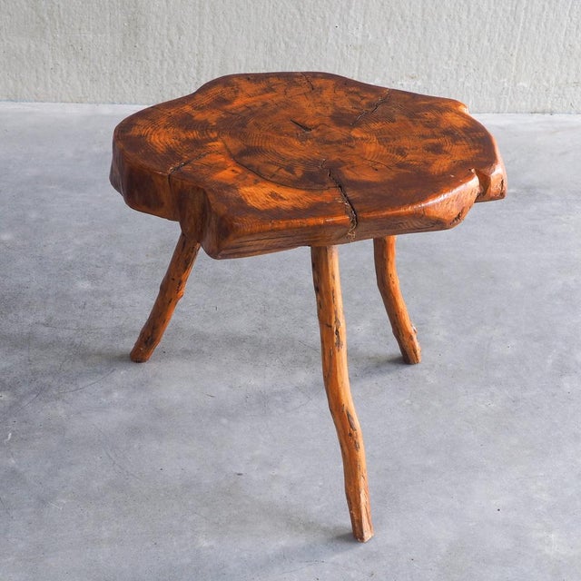 Vintage French Elm Wood Trunk Side Table, 1960s For Sale - Image 17 of 18