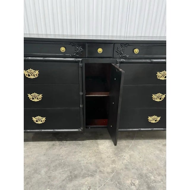 Mid 20th Century Rare Chinoiserie Pagoda Style Walnut Dresser For Sale - Image 12 of 12
