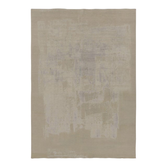 Rug & Kilim’s Modern Abstract Rug, Cream White and Soft Gray With Subtle Pattern For Sale