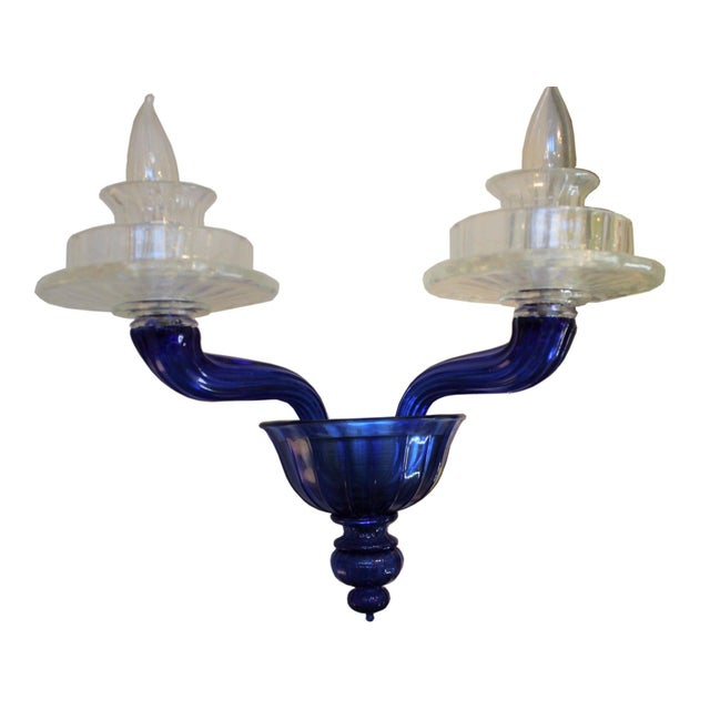 Venini "Blue Porpora" Blue Venini Wall Sconce For Sale - Image 4 of 4