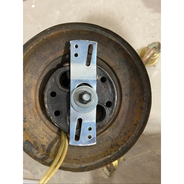 1930s Antique 1930s Pan Light Art Nouveau Brass 3 Arm Chandelier Light Fixture For Sale - Image 5 of 7